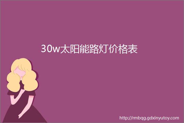 30w太阳能路灯价格表